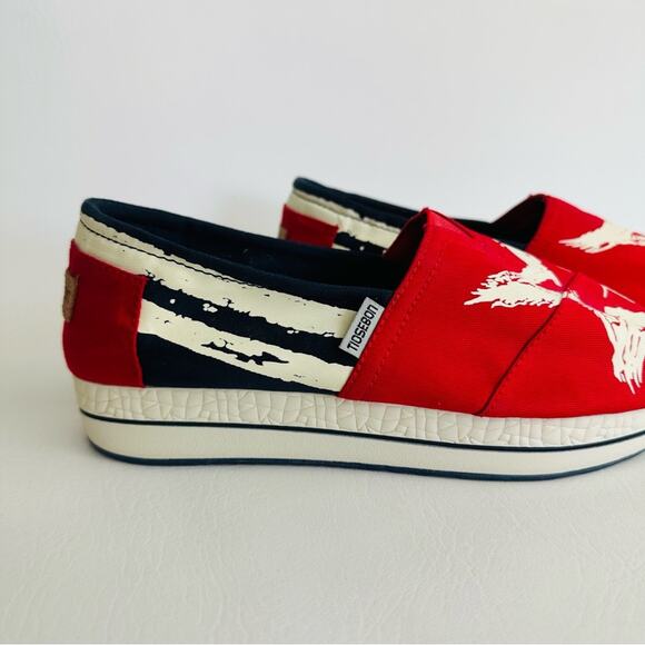 TIOSEBON Womens Casual Canvas Flat Slip On Shoes Patriotic Red White Blue Size 7 - Picture 5 of 11